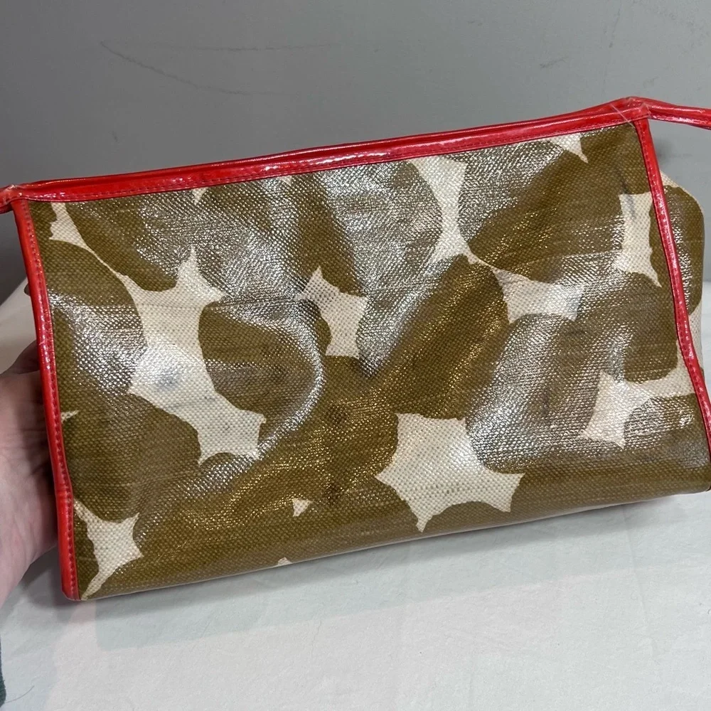 Kate Spade xl toiletries case bag pouch mod  brown burnt red/orange cream